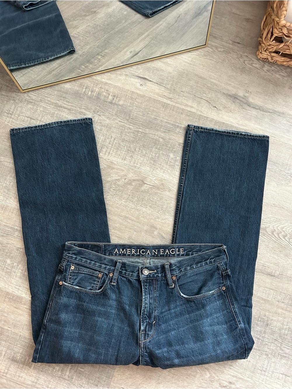 American Eagle Men’s Bootcut Jeans 36x30 Dark Wash Classic Denim Mid Rise AE